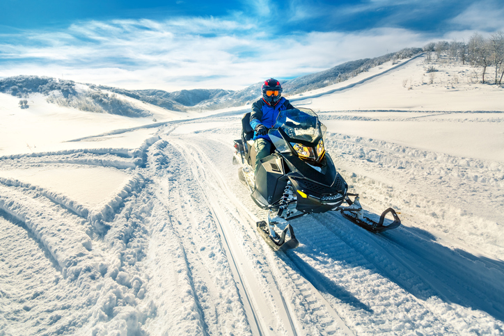 A man snowmobiling in Colorado